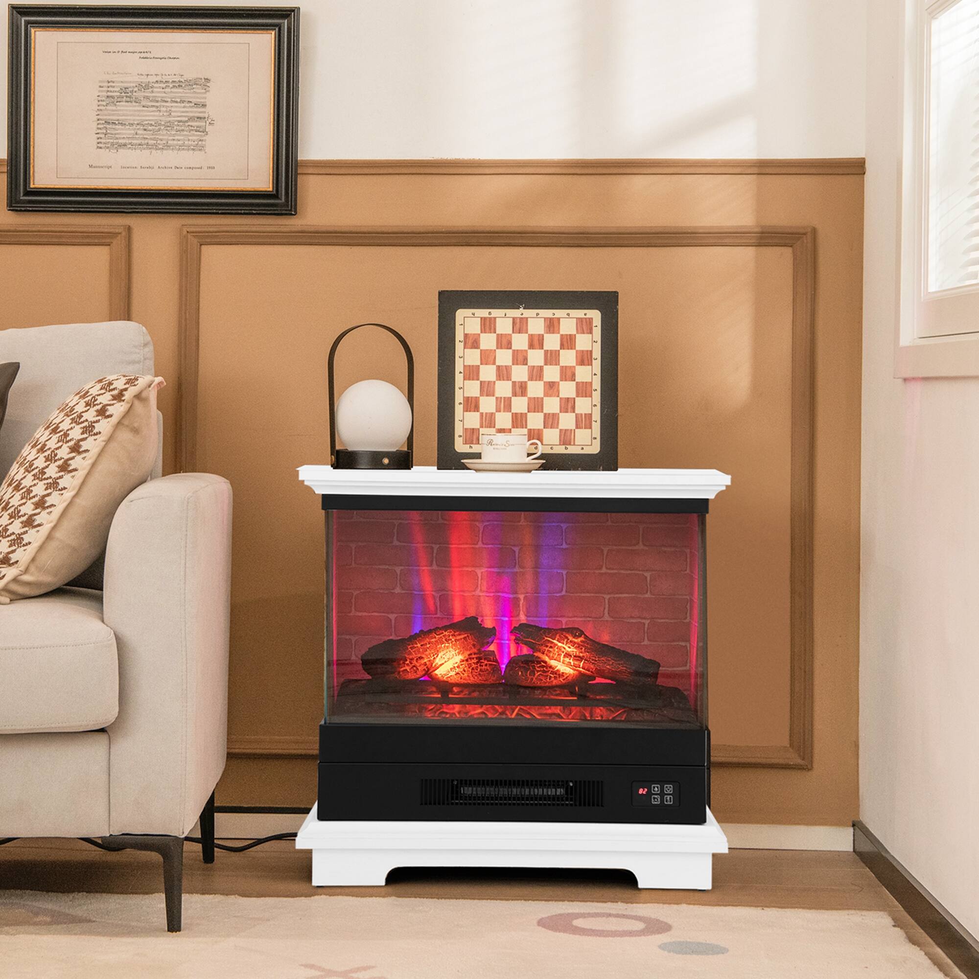 Alt View 3. Costway - Costway 27" Electric Fireplace Heater Freestanding 1400W Remote Control Timing Function White - White.