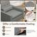 The text on the image is grouped and corrected as follows:
"Offer a Comfortable Feeling: Skin-friendly Linen Fabric, Elastic Sponge, Breathable, Supportive, Bouncy, Hook and Loop Fasteners for Easy Removal."