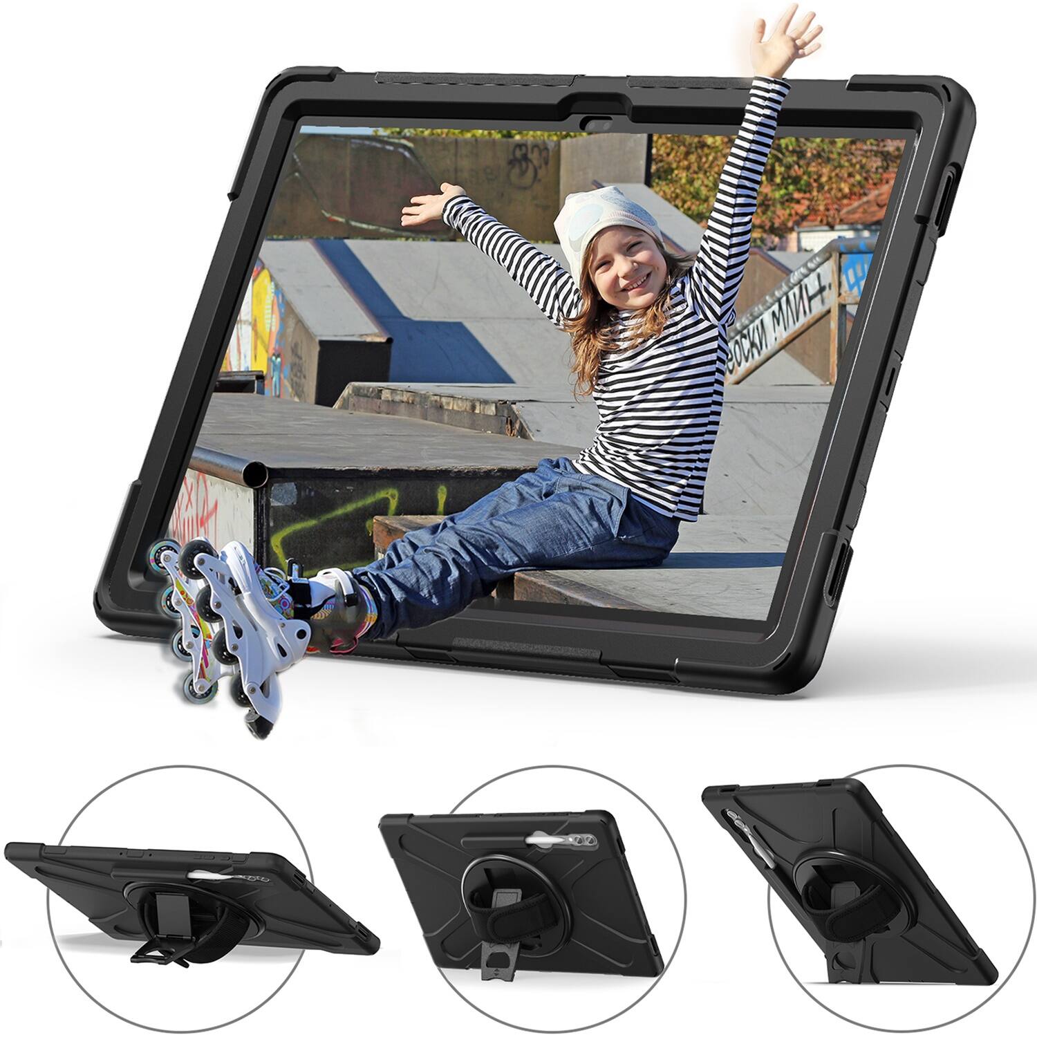 Alt View 11. SaharaCase - DEFENSE-X Series Case for Samsung Galaxy Tab S10 Ultra, Tab S9 Ultra, and Tab S8 Ultra - Black.