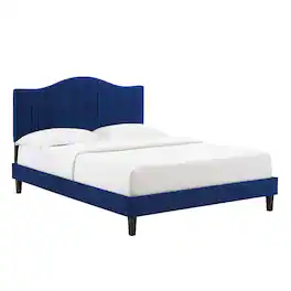 Modway - Juniper Channel Tufted Performance Velvet King Platform Bed - Blue