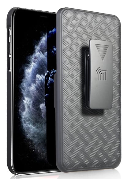 Nakedcellphone - Slim Case with Stand and Belt Clip Holster for Apple iPhone 11 Pro - Black