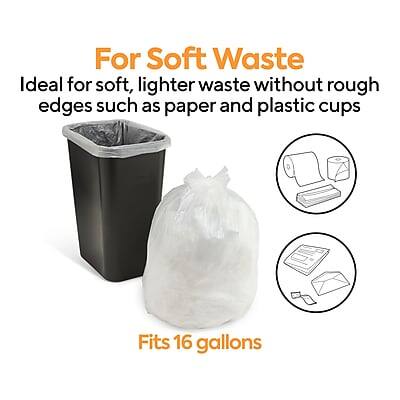For Soft Waste  
Ideal for soft, lighter waste without rough edges such as paper and plastic cups  
Fits 16 gallons