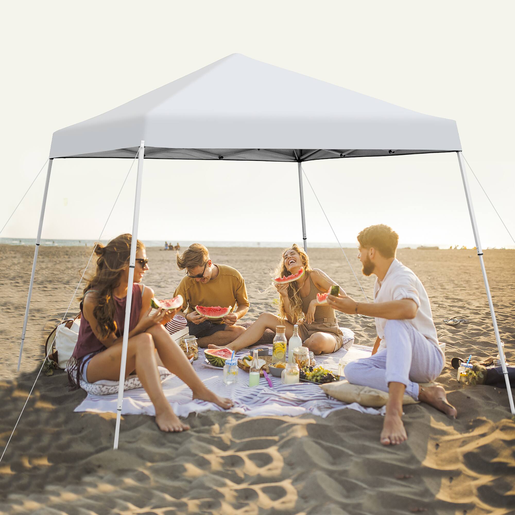Alt View 2. Costway - Costway 10x10ft Patio Outdoor Instant Pop-up Canopy Slanted Leg UPF50+ Sun Shelter - White.