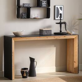 GOODSILO - Modern Wood Console Table with Rustic Contemporary Design Ideal for Entryway or Sofa Placement - Black+Natural