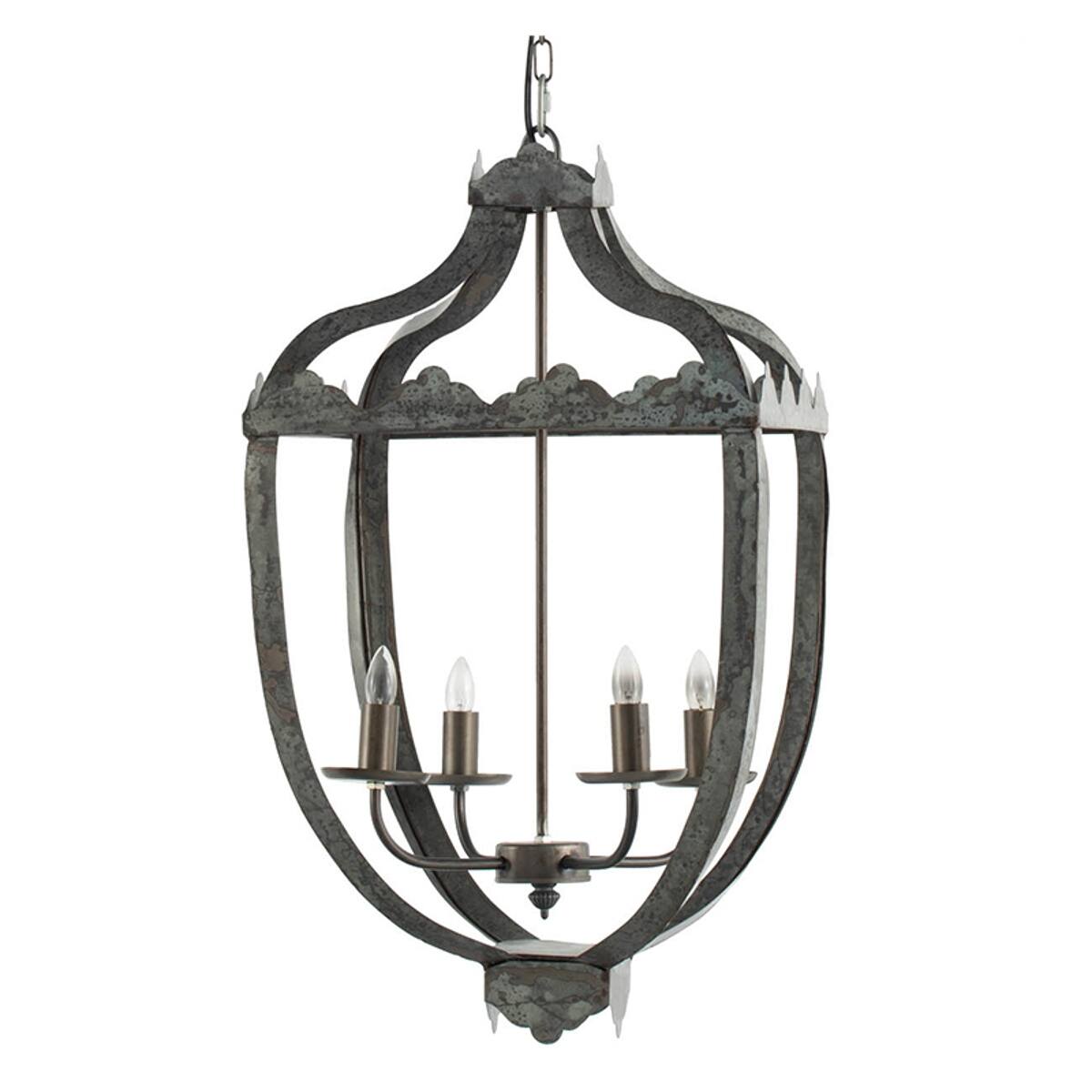 Alt View 1. Loheer - Loheer 4-Light Metal Chandelier, Rustic Vintage Iron Fixture with Adjustable Chain.