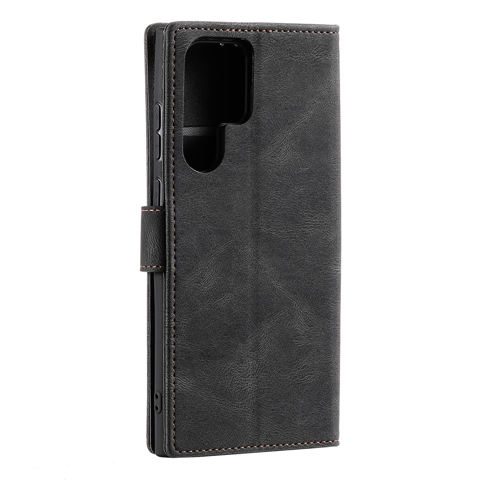 Alt View 2. Dteck - Wallet Case for Samsung Galaxy S24 Ultra,Vintage PU Leather Flip Card Holder Kickstand Magnetic Closure Phone Cover - Black.