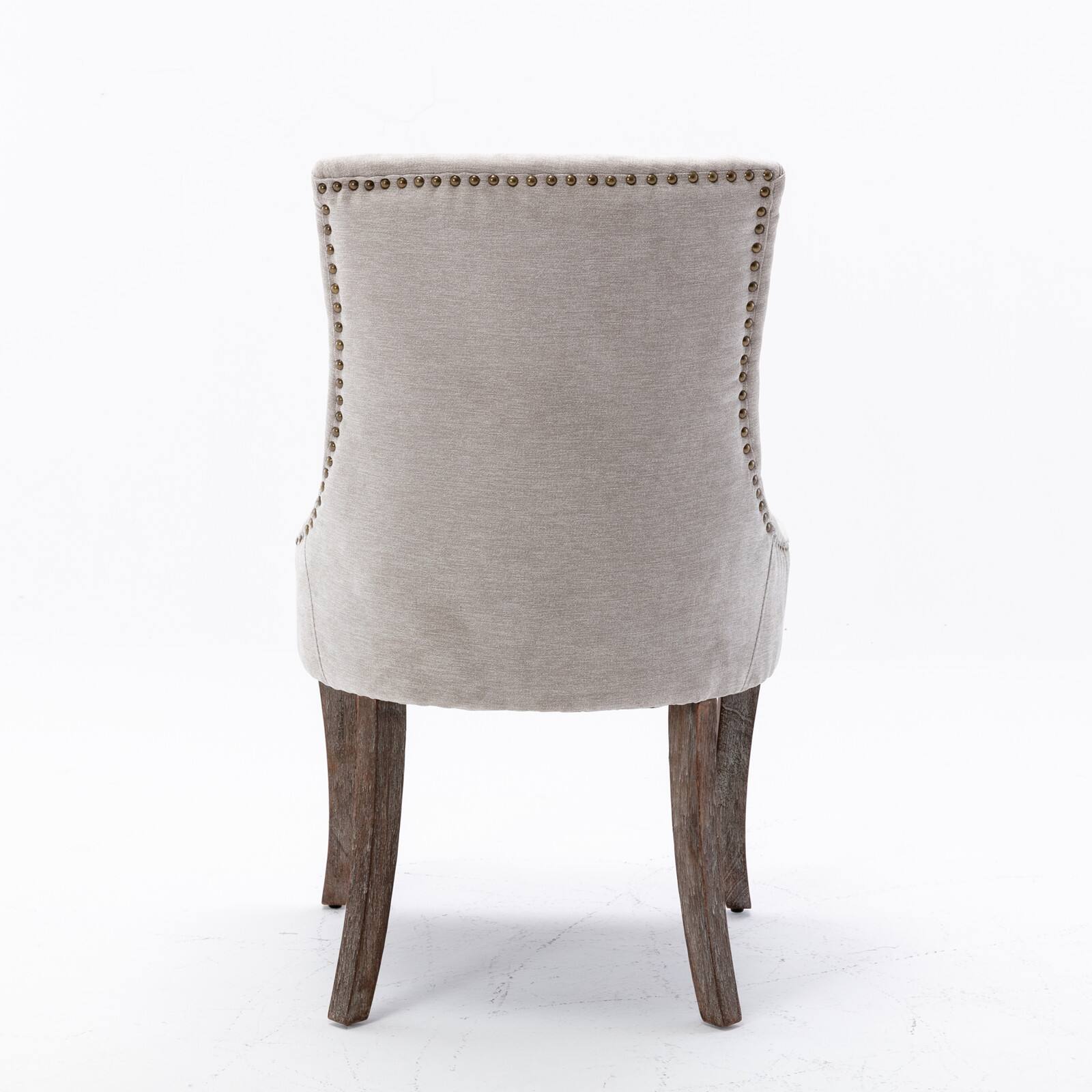 Alt View 2. GOODSILO - Ultra Side Dining Chair Set of 2, Thickened Fabric, Solid Wood Legs, Bronze Nail Head - Beige.