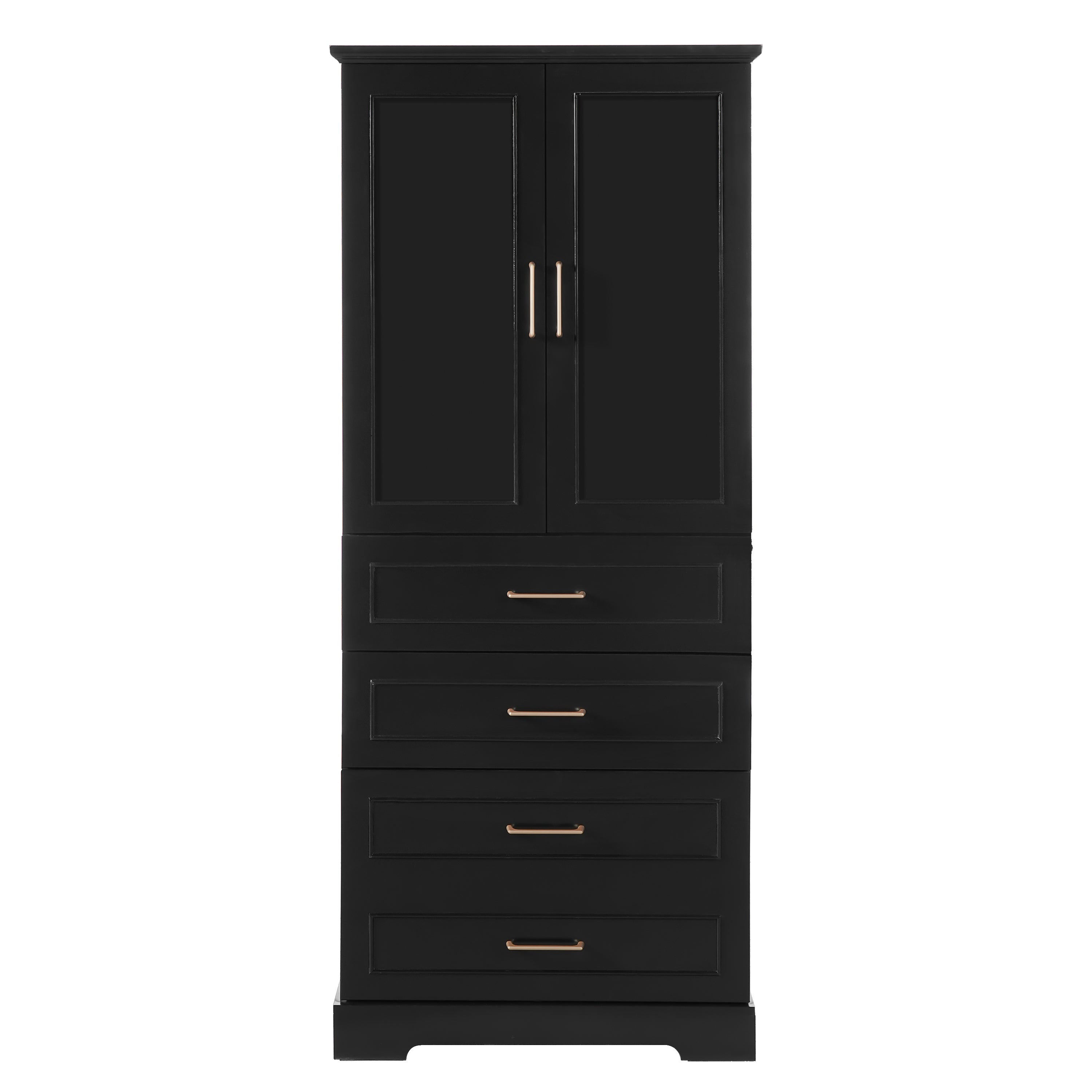 Alt View 9. Boyel Living - 72.2 Inch Black Tall Freestanding Bathroom Cabinet with 3 Drawers Adjustable Shelf Soft Close Doors Steel Handles - Black.