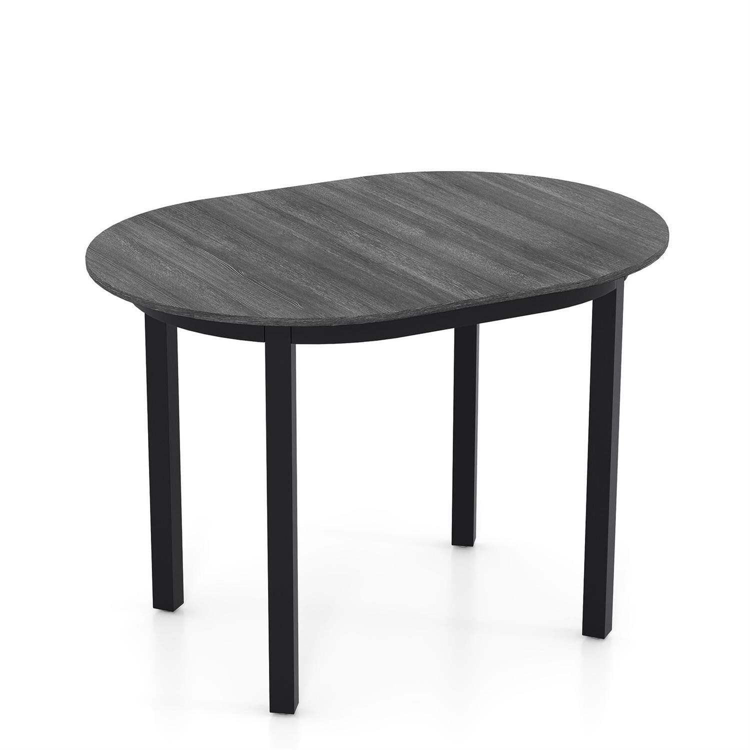 Angle. Pefilos - 43" Wooden Dining Table,Rubber Wood Legs Waterproof Surface,Anti-Slip Pads,Black - Black.