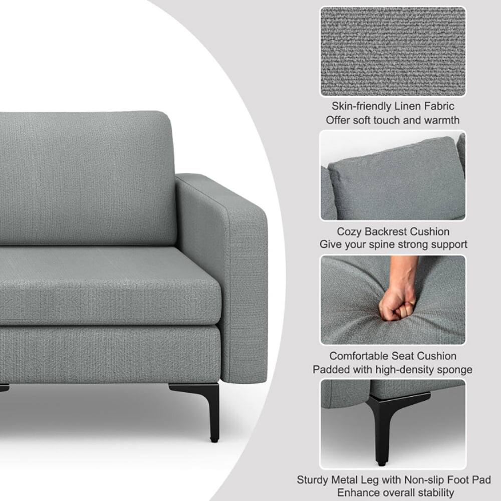 - Skin-friendly Linen Fabric: Offer soft touch and warmth
- Cozy Backrest Cushion: Give your spine strong support
- Comfortable Seat Cushion: Padded with high-density sponge
- Sturdy Metal Leg with Non-slip Foot Pad: Enhance overall stability