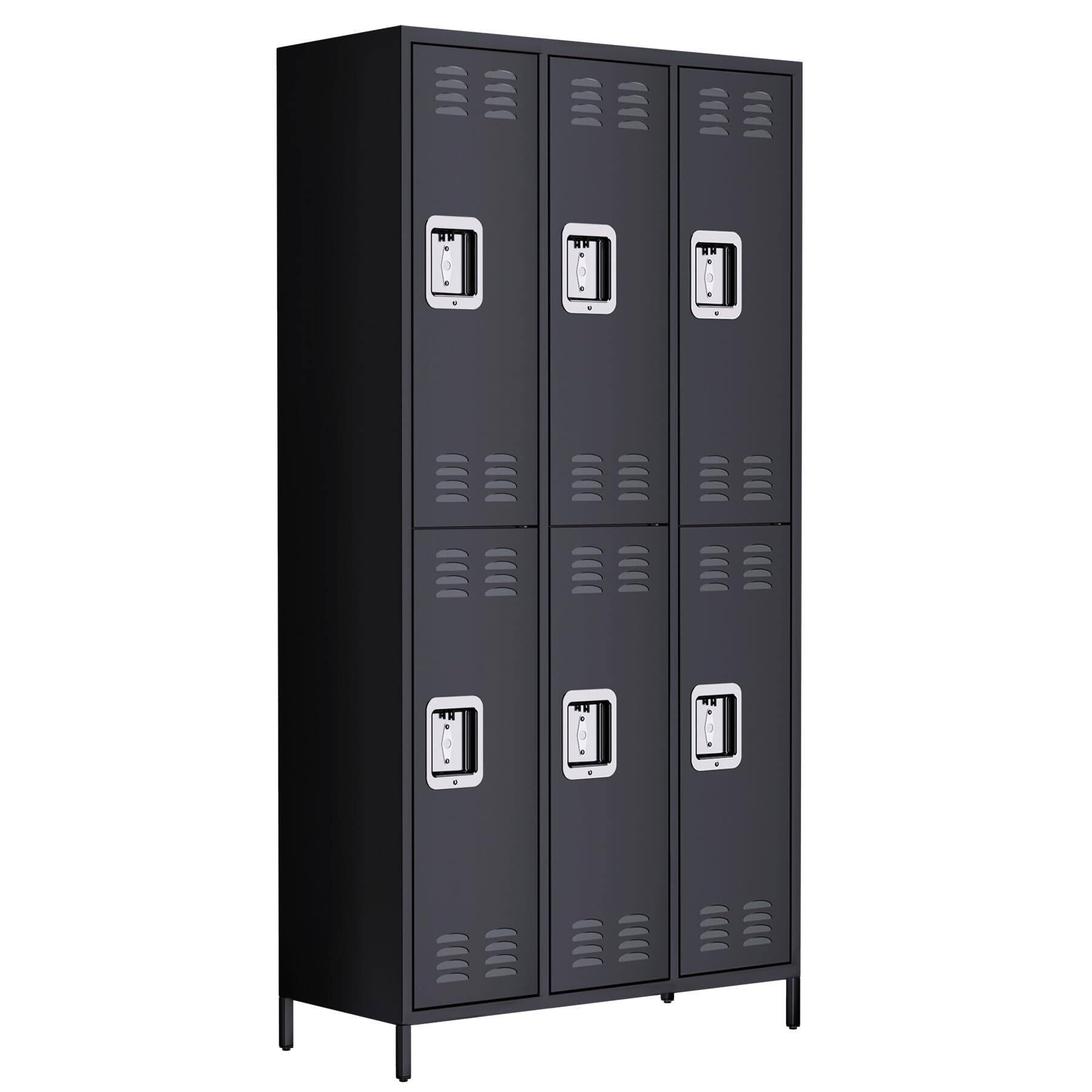 Alt View 5. GARVEE - 6 Doors Metal Lockers Tall Metal Office Storage Cabinet with 18 Hooks and 6 Shelves for Home Office Gym School - Black.