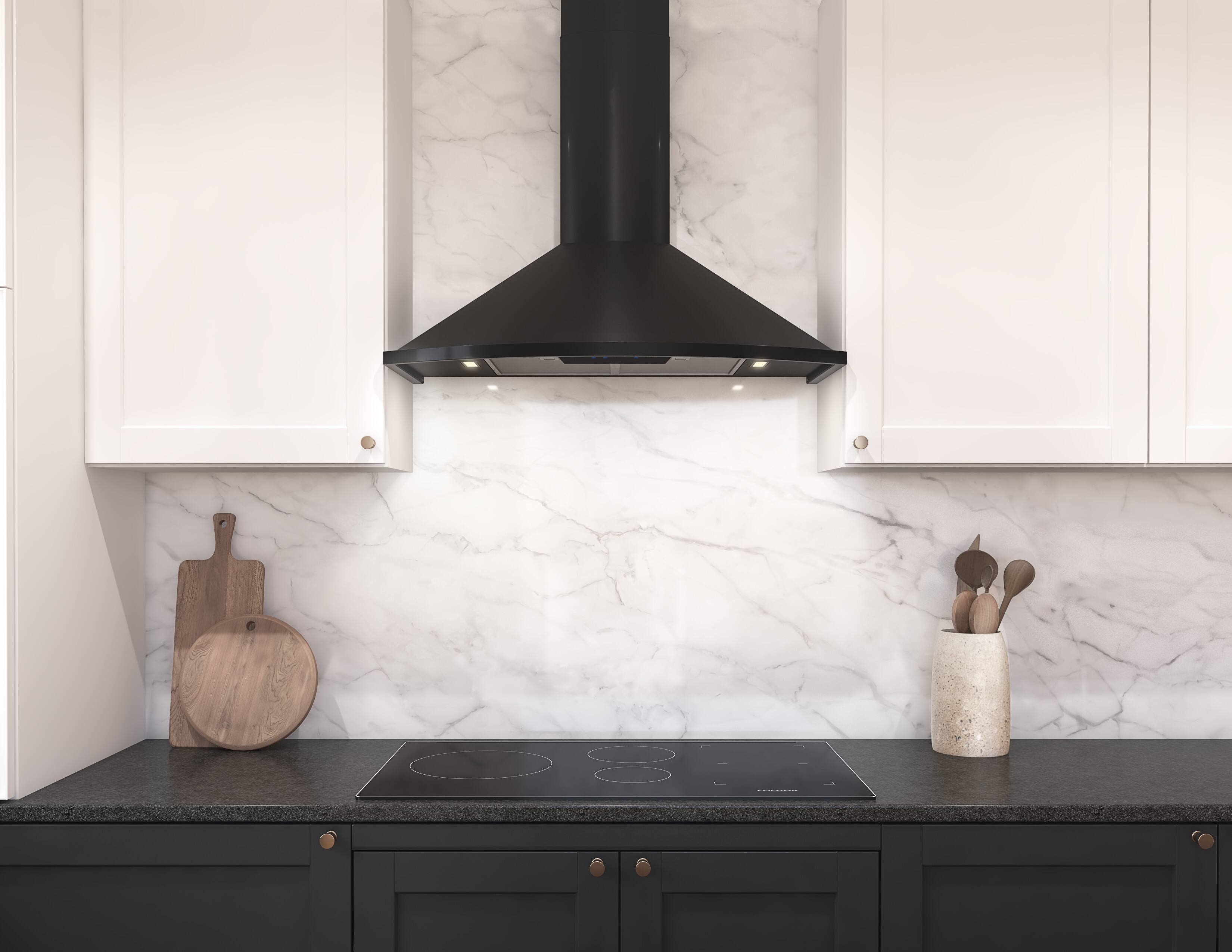 Alt View 11. Zephyr - Savona 30 in. 600 CFM Wall Mount Range Hood with LED Light - Black.