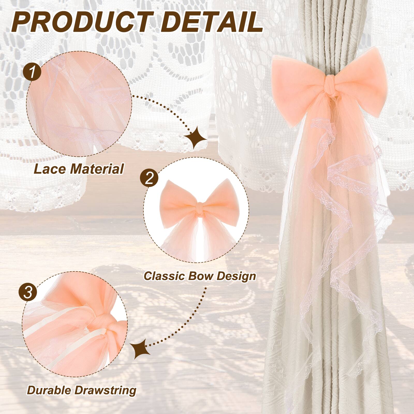 PRODUCT DETAIL

1. Lace Material
2. Classic Bow Design
3. Durable Drawstring