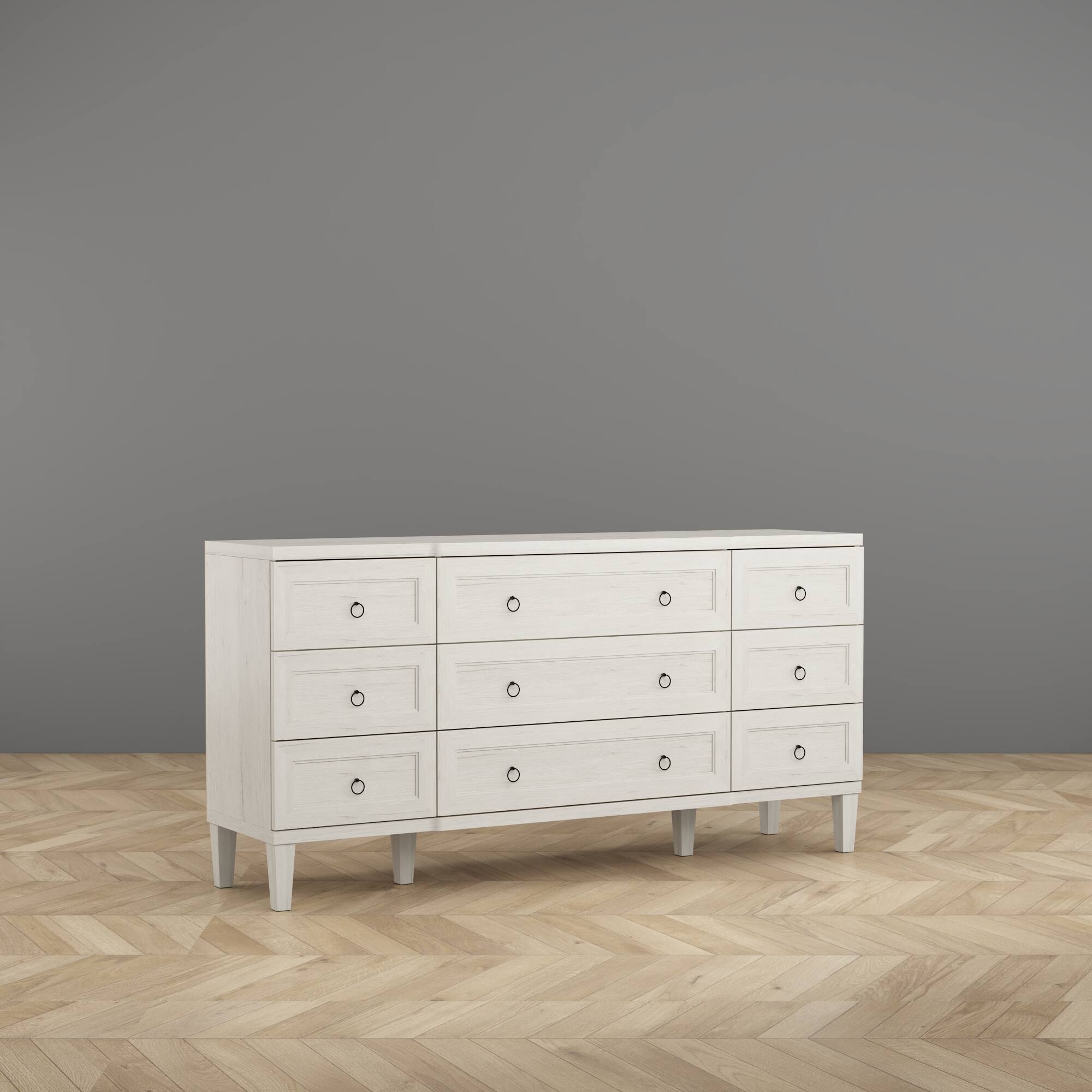 Angle. FUFU & GAGA - FUFU&GAGA Vintage Horizontal Dresser – Timeless Storage with Safety Chest of Drawers - White.