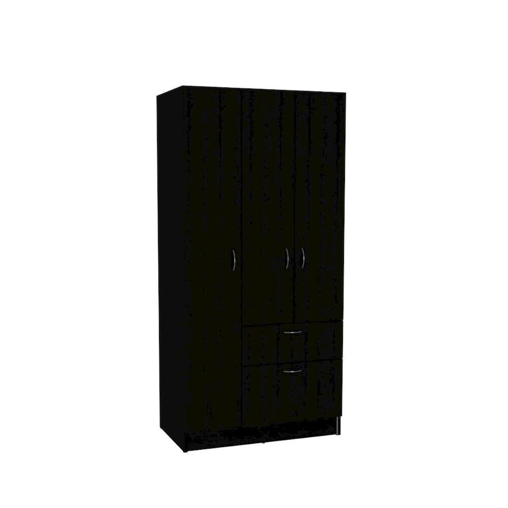 Front. TuHome - Primavera Armoire Black / White MDF - Black.