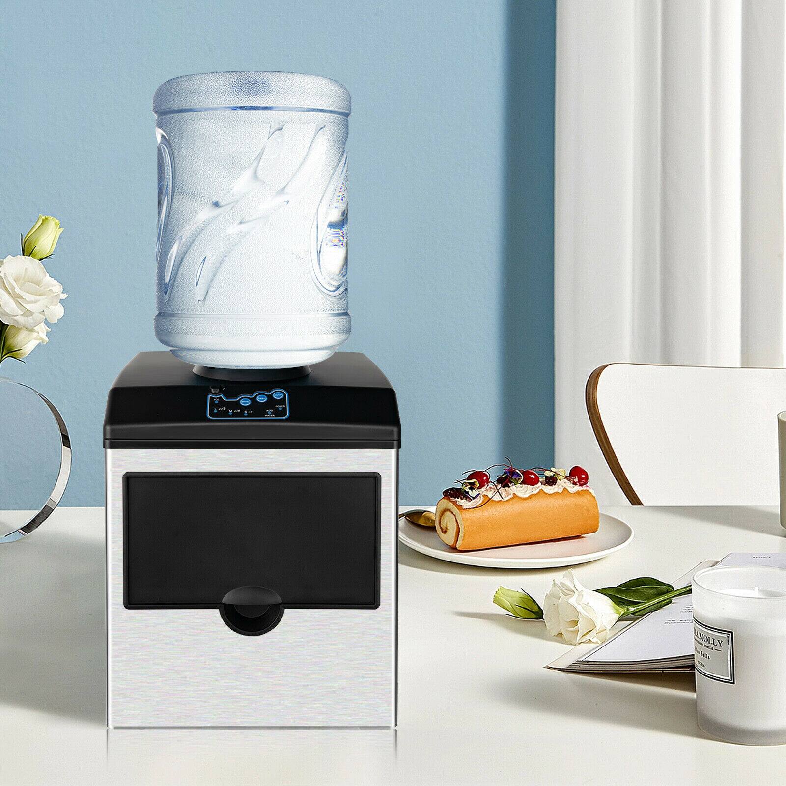 Angle. SKONYON - Countertop Ice Maker with 48 Lb Daily Capacity Fast Freezing Cycle and Built In Ice Storage - Silver.