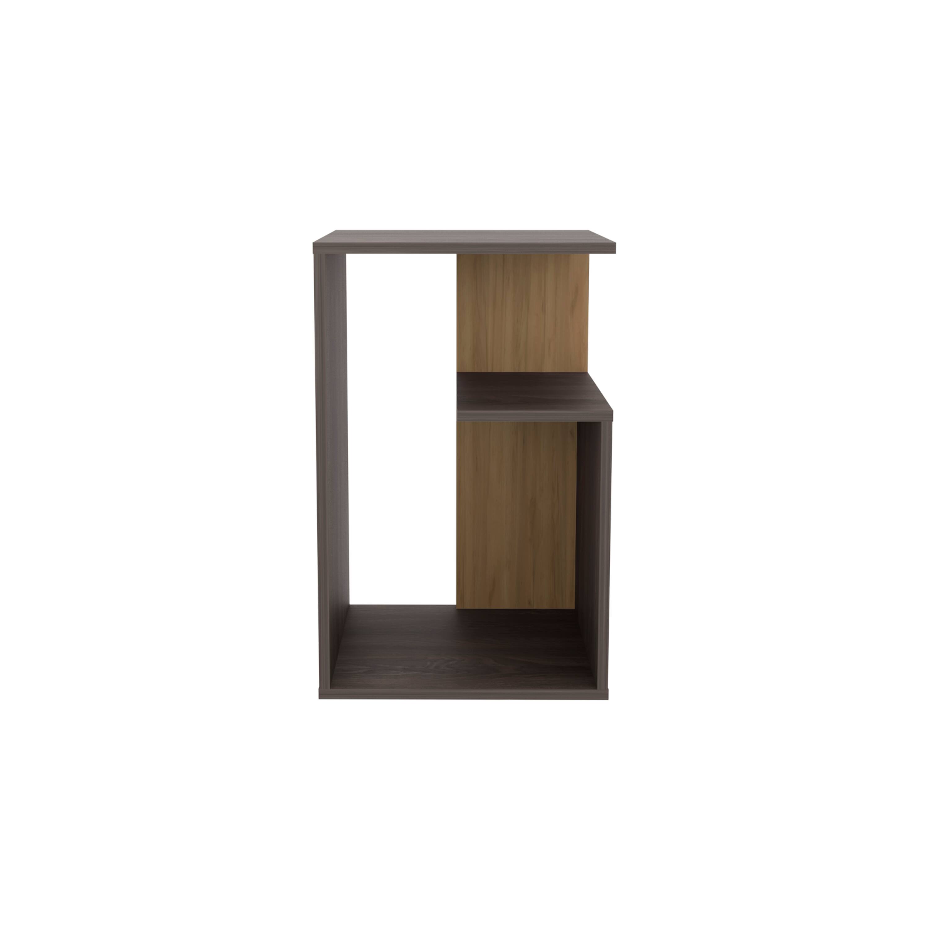 Front. TuHome - Everet High 3-Tier Shelf Side Table, Modern and Stylish Living Room or Entryway Decor - Dark Brown - Light Brown.
