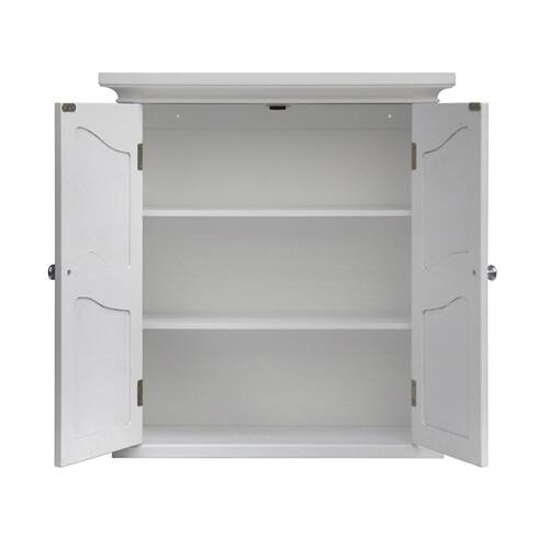 Angle. Hivvago - French Classic Style 2 Door Bathroom Wall Cabinet in White - White.
