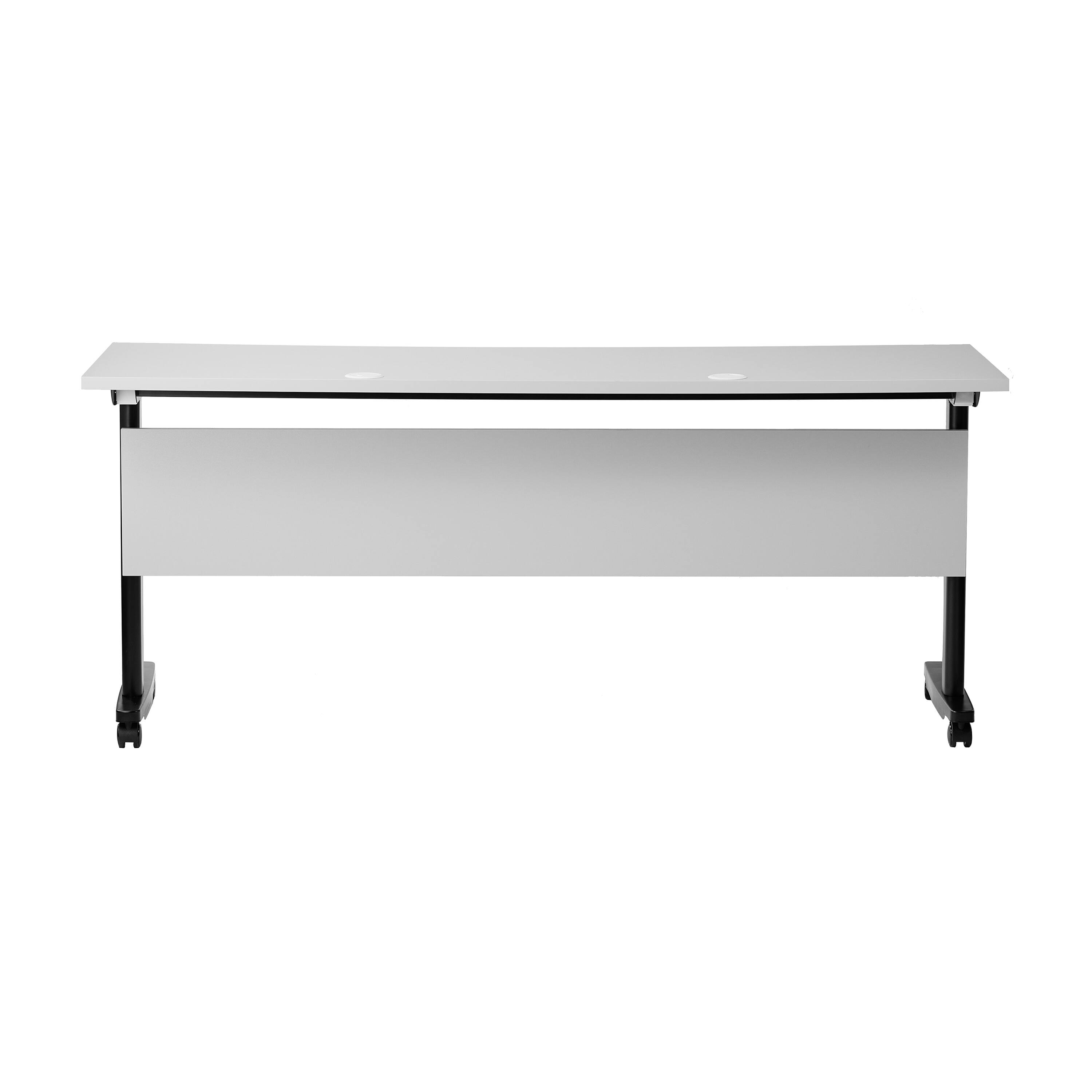 Alt View 5. Emma + Oliver - Hahn Heavy-Duty Flip Top Training Table with Nesting Design, Privacy Panel, T-Legs, Tabletop, Metal Frame - Gray Top/Black Frame.