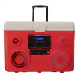 Tunes2Go - 40-Quart Wheeled KoolMAX Cooler with Bluetooth Speaker System and Power Station – The Ultimate Party Companion - Red