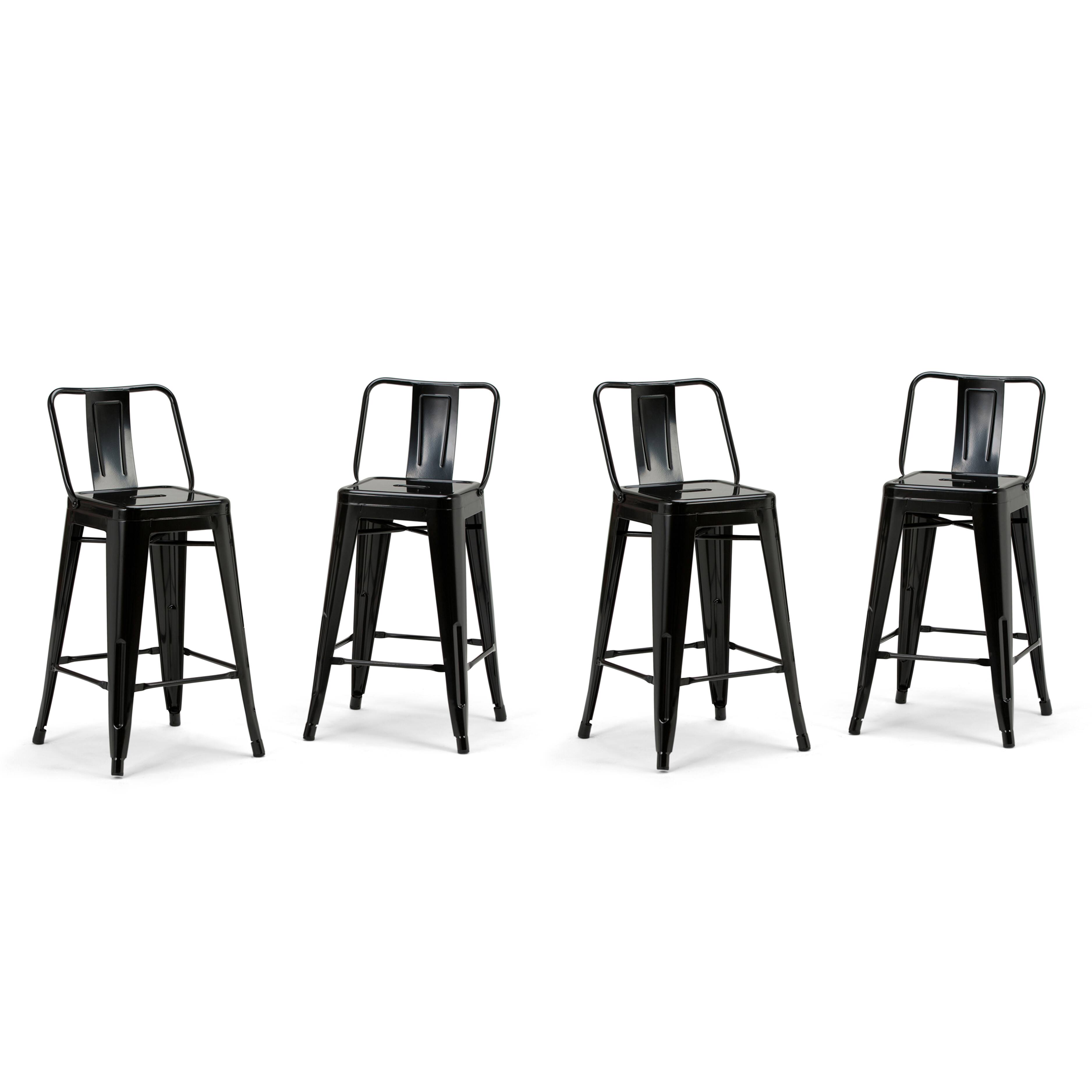 Front. Simpli Home - Rayne Metal Counter Height Stool (Set of 4) - Black.
