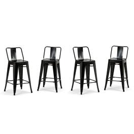 Simpli Home - Rayne Metal Counter Height Stool (Set of 4) - Black