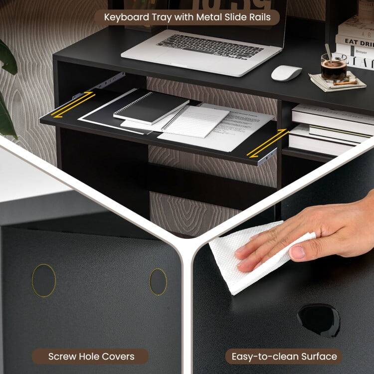 Keyboard Tray with Metal Slide Rails  
Screw Hole Covers  
Easy-to-clean Surface