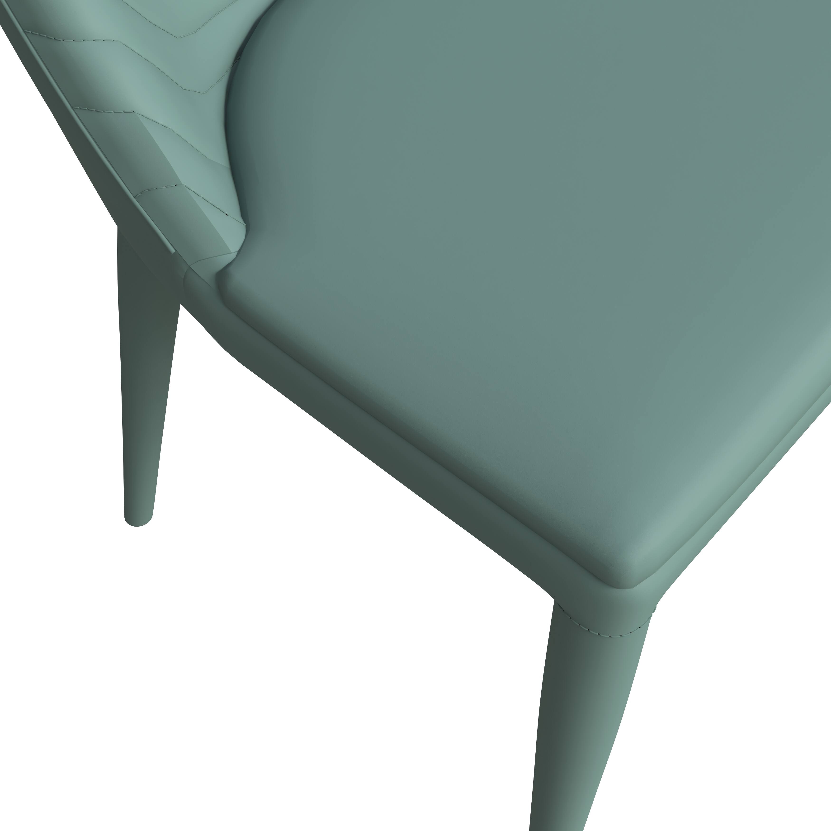 Alt View 6. LeisureMod - Seville 2-PCS Modern Faux Leather Dining Chair, Cushioned Ribbed Accent Side Chair - Green.