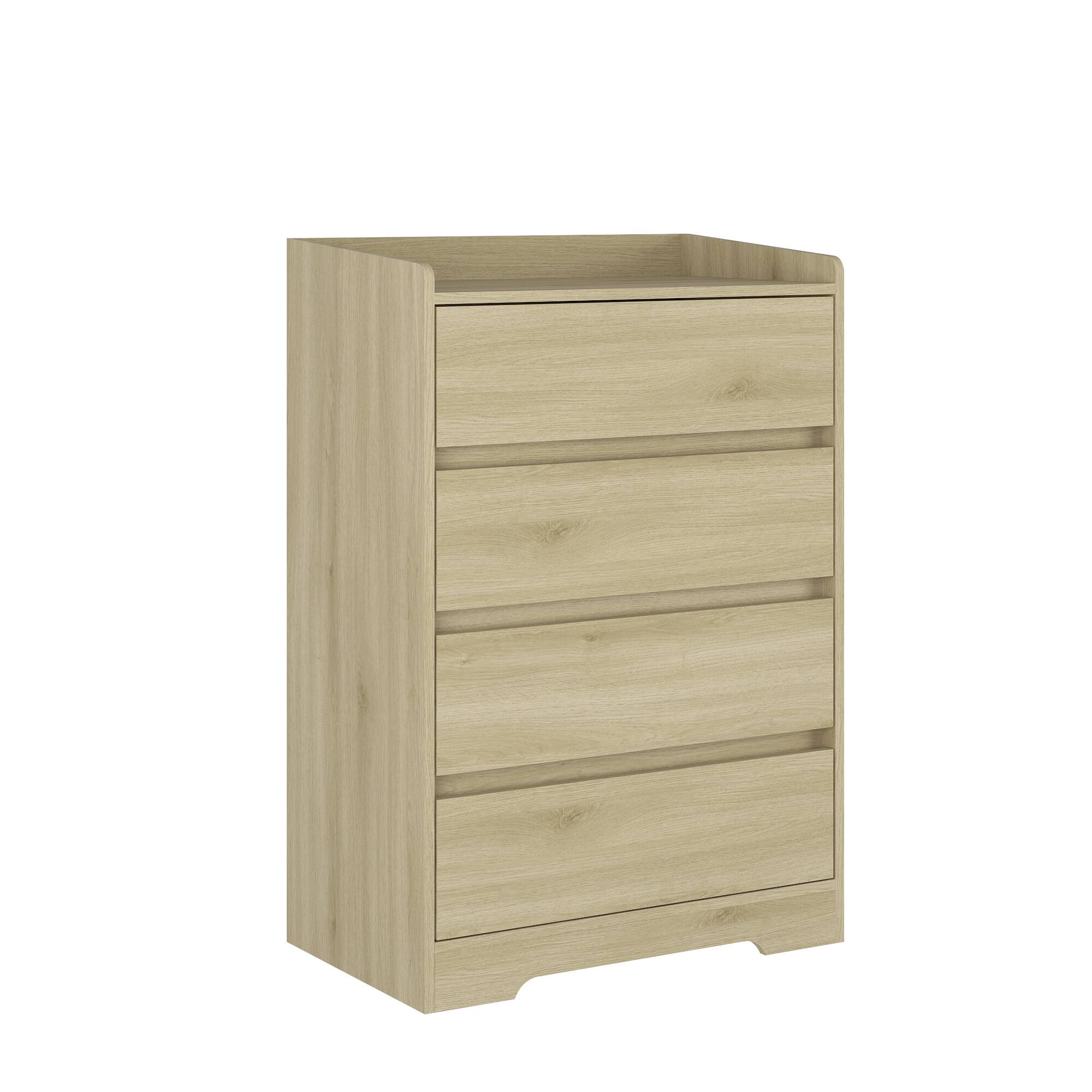 Forest'nSky - Wood 4 drawer 25.59 in. Wide Chest of Drawers with Sturdy Frame for Living Room - Light Oak