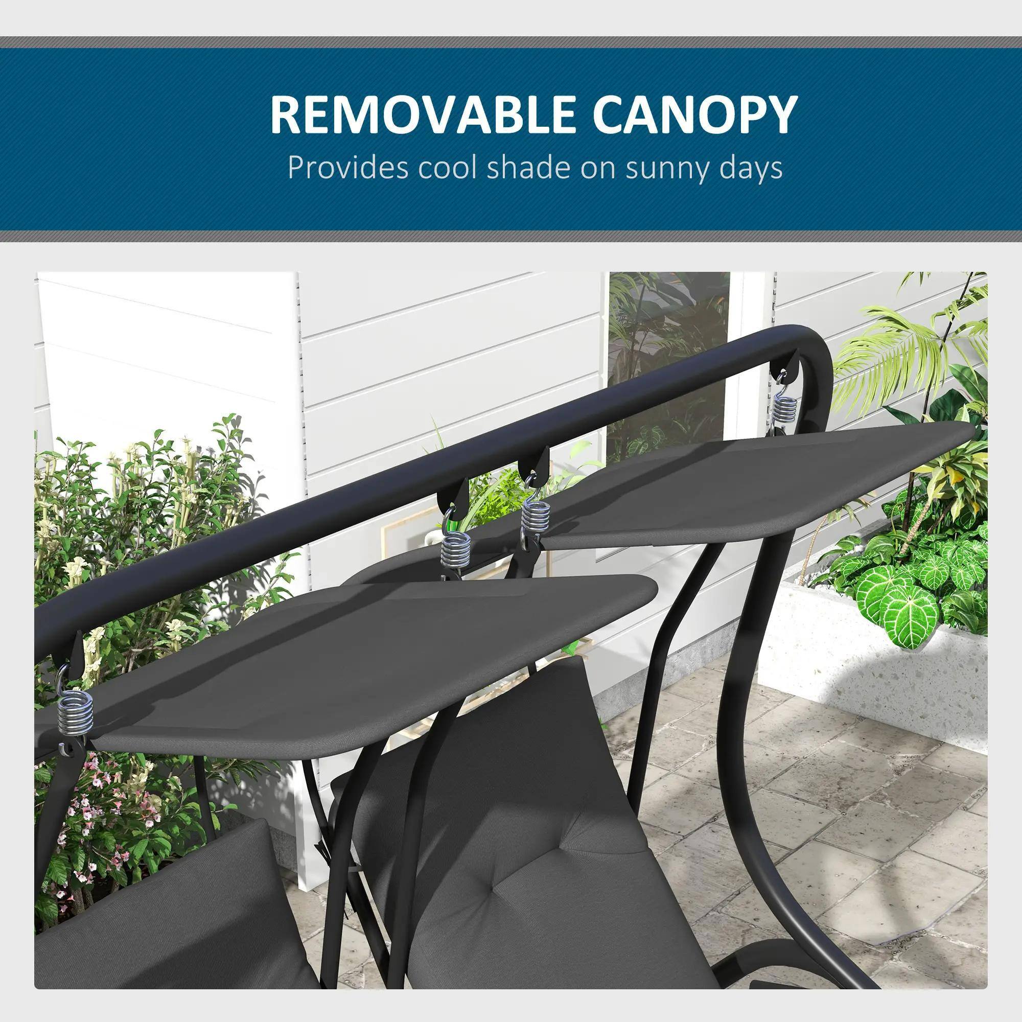 REMOVABLE CANOPY  
Provides cool shade on sunny days