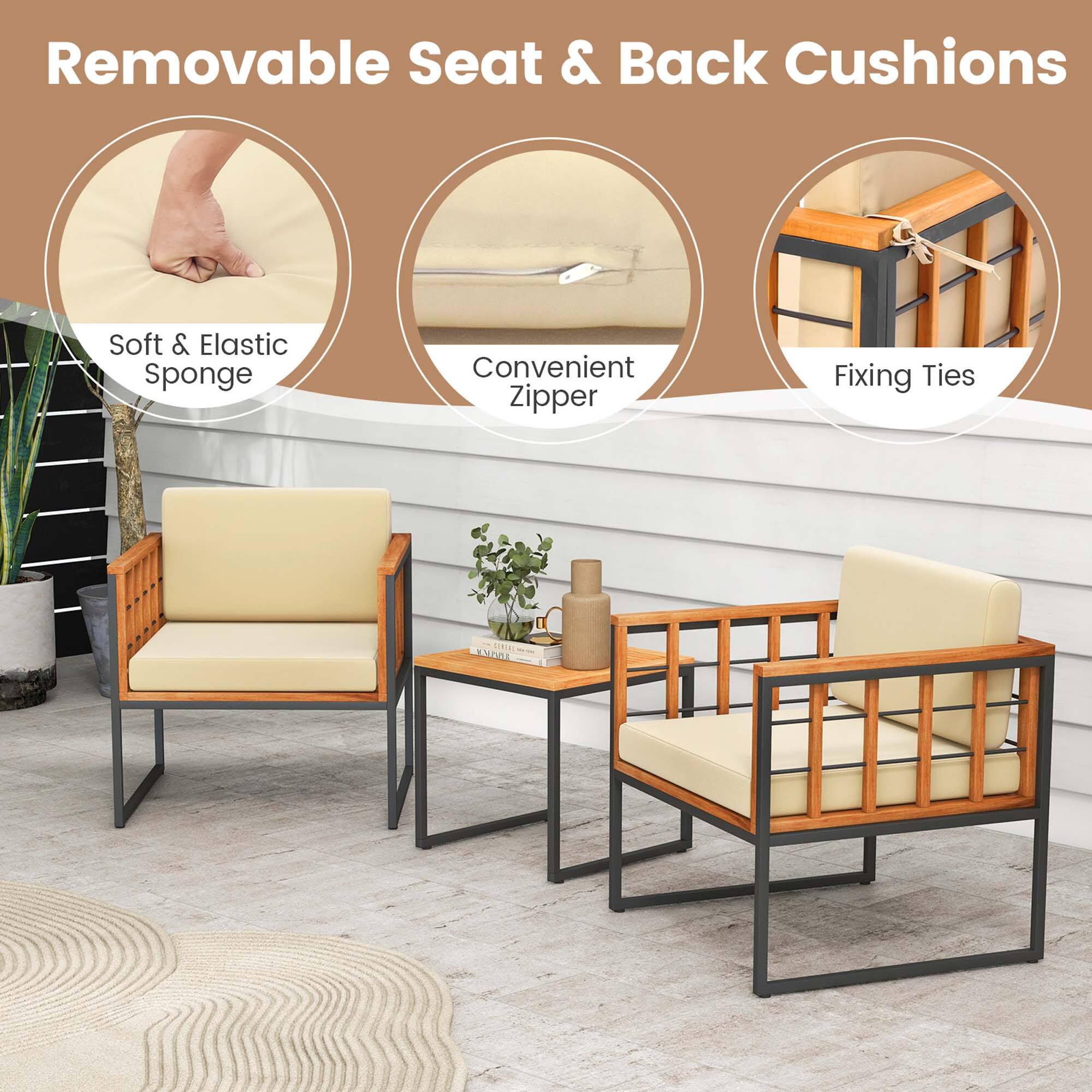 Removable Seat & Back Cushions: Soft & Elastic Sponge, Convenient Zipper, Fixing Ties