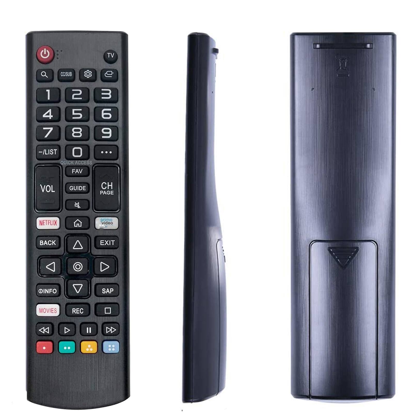 TV  
COSUB  
1 2 3  
4 5 6  
7 8 9  
-/LIST  
QUICK ACCESS  
FAV  
VOL  
GUIDE  
CH PAGE  
NETFLIX  
primo video  
BACK  
EXIT  
OINFO  
SAP  
MOVIES  
REC  
...