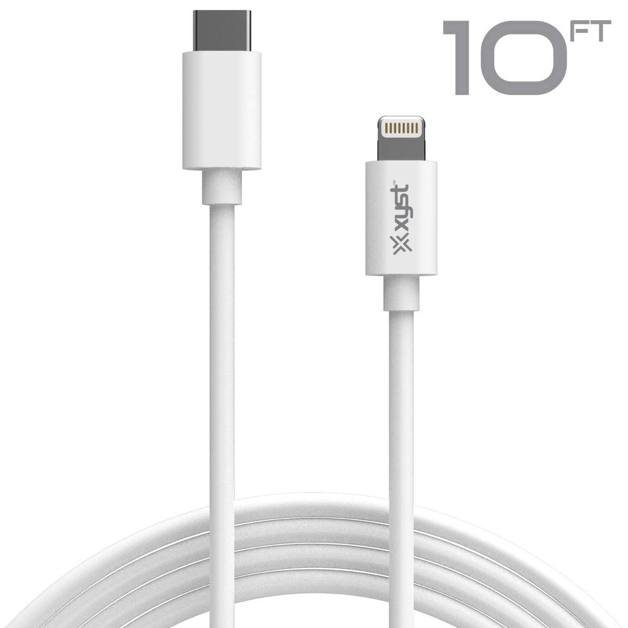 Alt View 5. Xyst - Charge and Sync USB-C to Lightning Cable 10Ft - White.