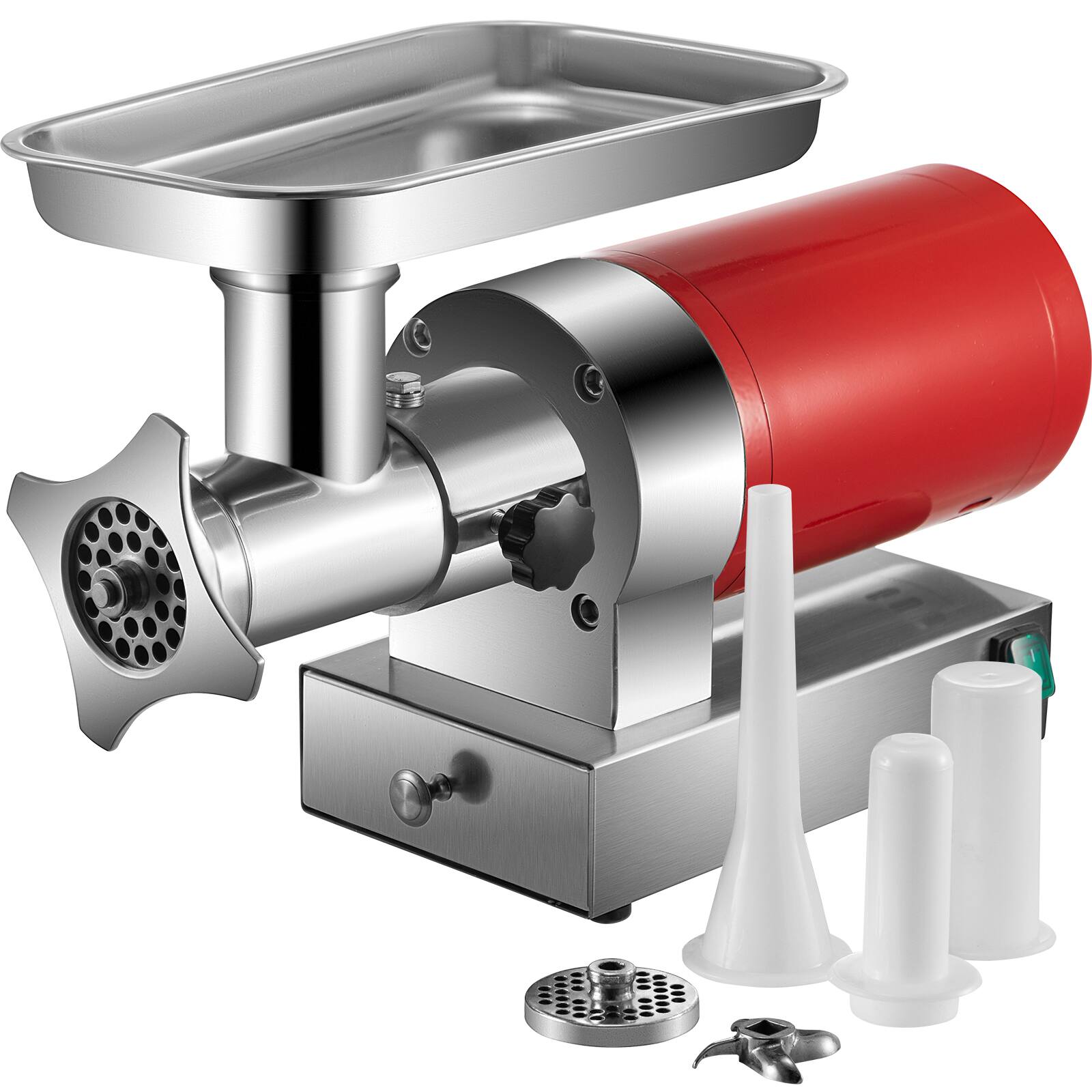 Front. VEVOR - Electric Meat Grinder, 661 Lbs/Hour1100 W Meat Grinder Machine, 1.5 HP Electric Meat Mincer with 2 Grinding Plates - Red.