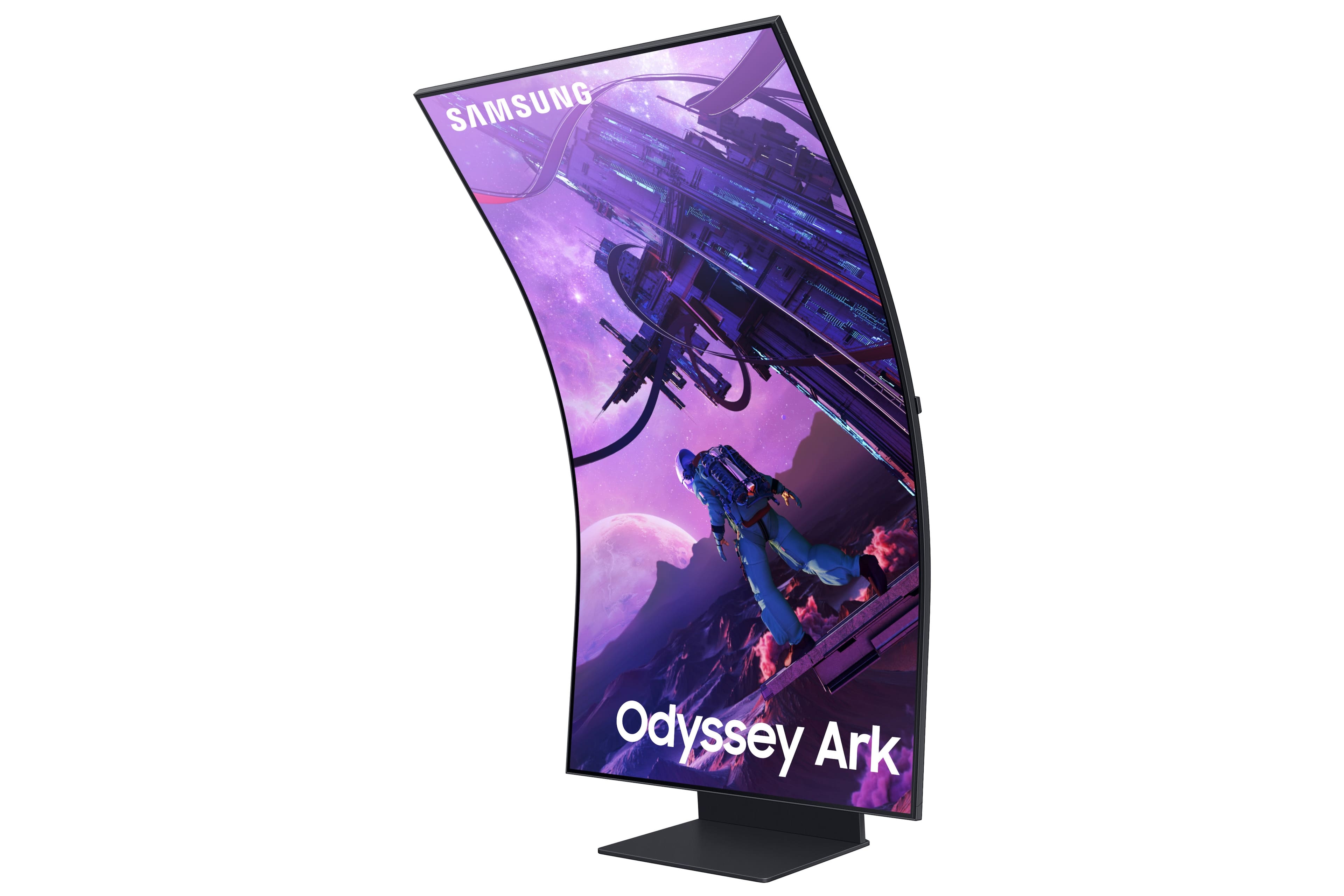 Front. Samsung - Odyssey Ark 55” LED Curved 4K UHD Gaming Monitor - Black.
