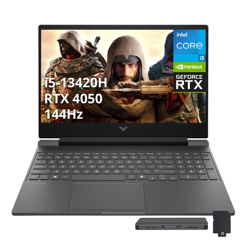 HP - Victus 15.6" FHD Gaming Laptop,Intel i5-13420H,16GB RAM,512GB SSD+1TB Dock Set,GeForce RTX 4050,Win 11 Pro - Silver