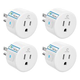 MOSZAR LLC - Smart Wi-Fi Plug 4-Pack, 2.4/5GHz, Works with Alexa & Google, Remote Control - White
