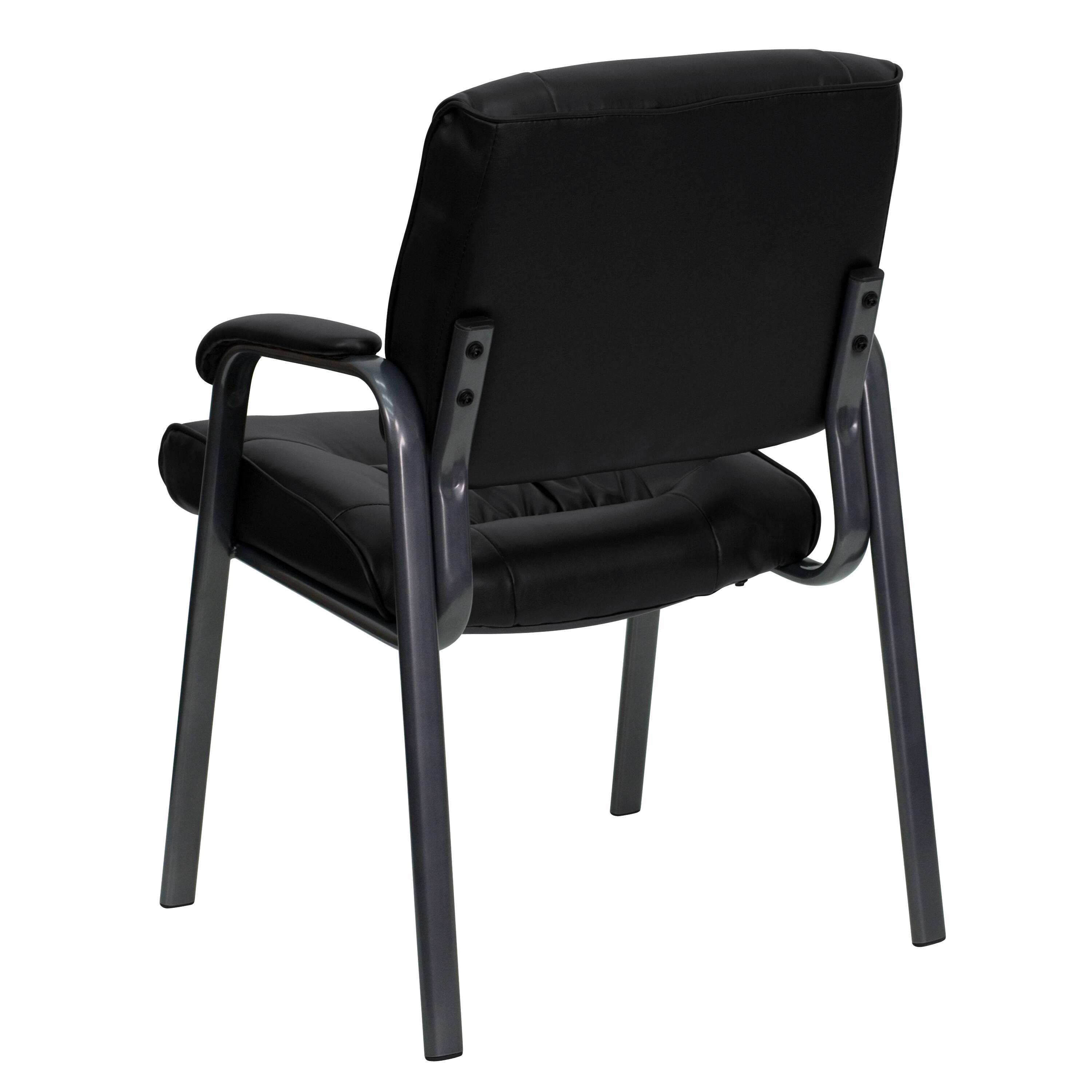Alt View 5. Emma + Oliver - Faux Leather Executive Reception Chair with Powder Coated Frame - Black LeatherSoft/Titanium Gray Frame.