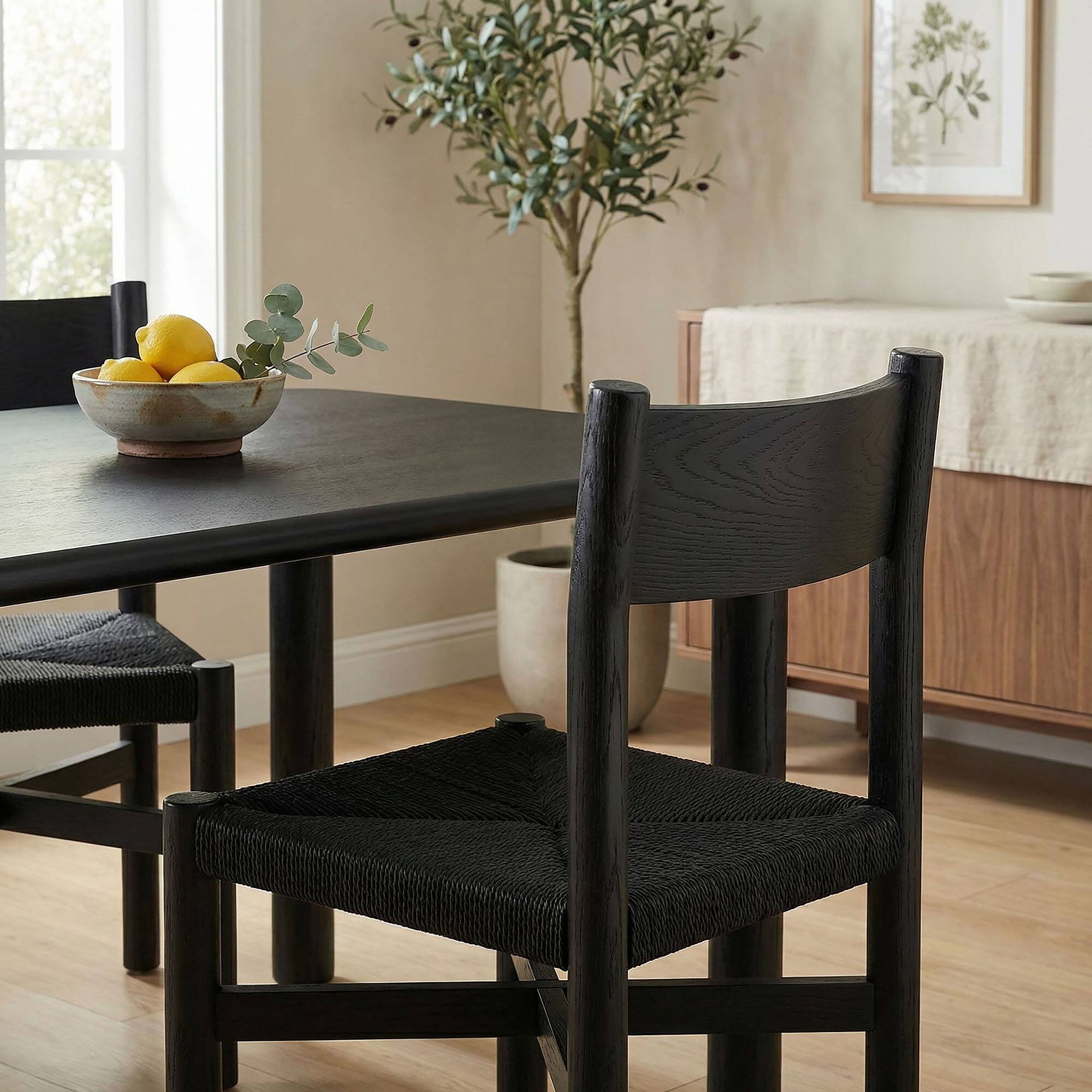 Alt View 1. Modway - Alvia Oak Wood Dining Side Chair With Woven Seat by Modway - Black.
