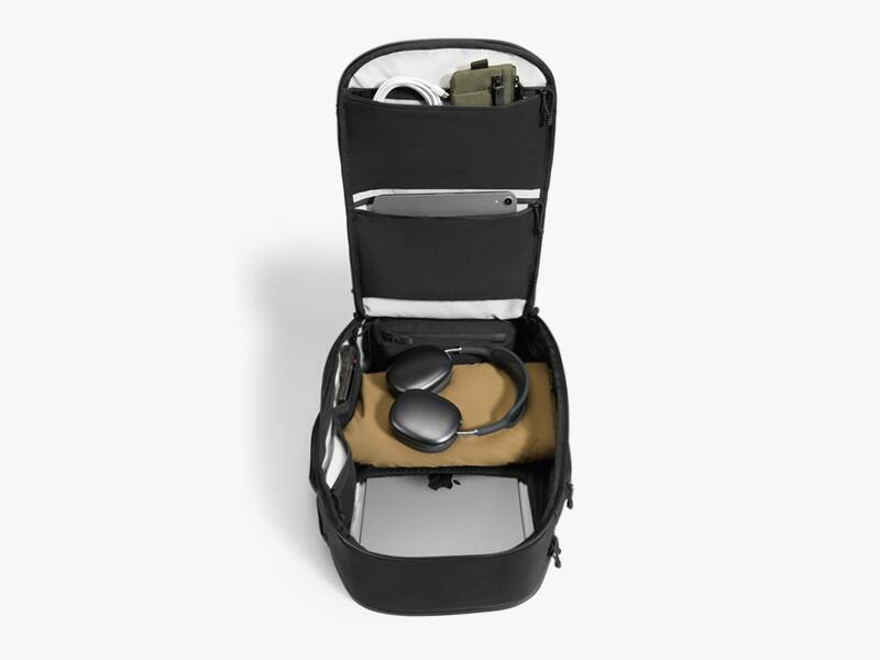 Alt View 2. ALPAKA - Traverse 30L Travel Laptop Backpack & Modular Shoulder Pocket Max Bundle with Quick-Access Phone Pouch - Black Axoflux 400D Ripstop Nylon.