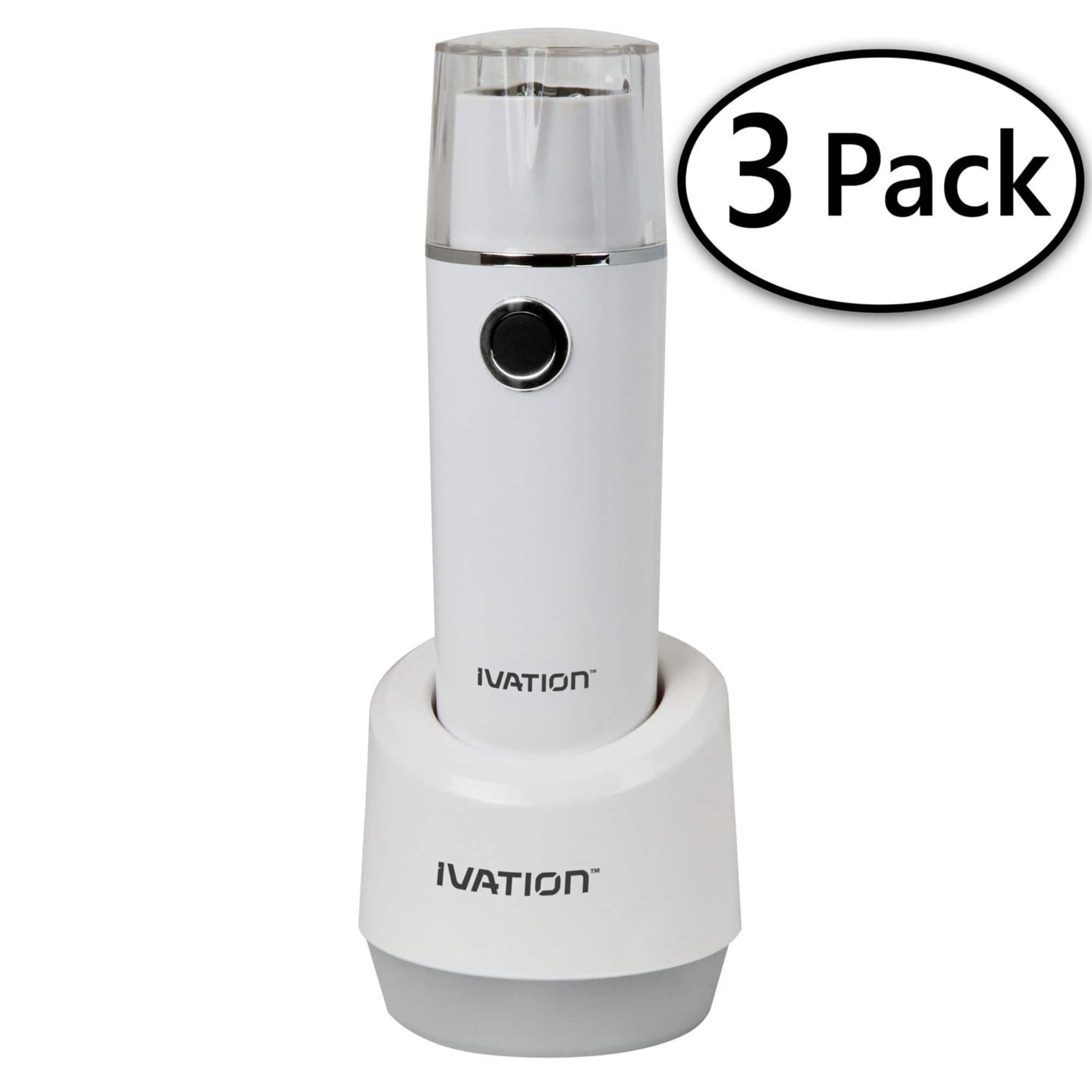 Ivation - 3-in-1 Emergency LED Nightlight, Flashlight & Strobe – Rechargeable, Auto-On, 3-Pack - White