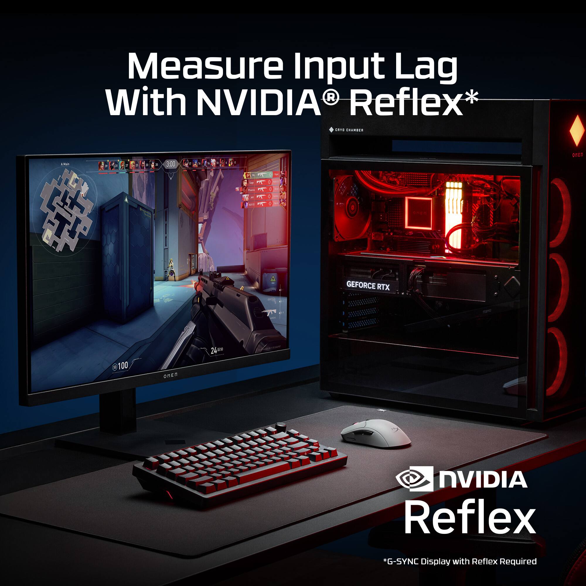 Measure Input Lag With R Reflex* NVIDIA Reflex - 300 f ont - - - Sn GEFORCE RTX 100 OER 244 NVIDIA Reflex *G-SYNC Display with Reflex Required