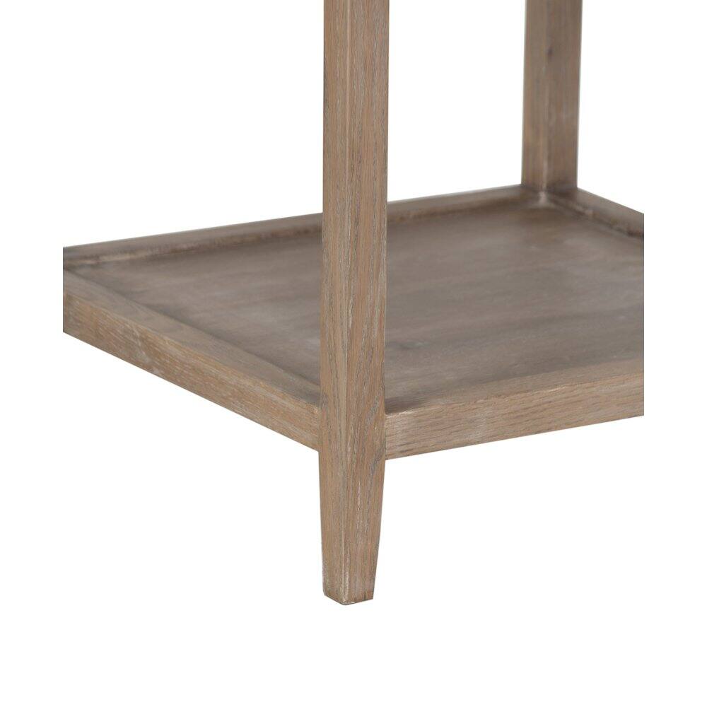 Left. Porter Designs - Lowell Solid White Oak Wood End Table - Brown.