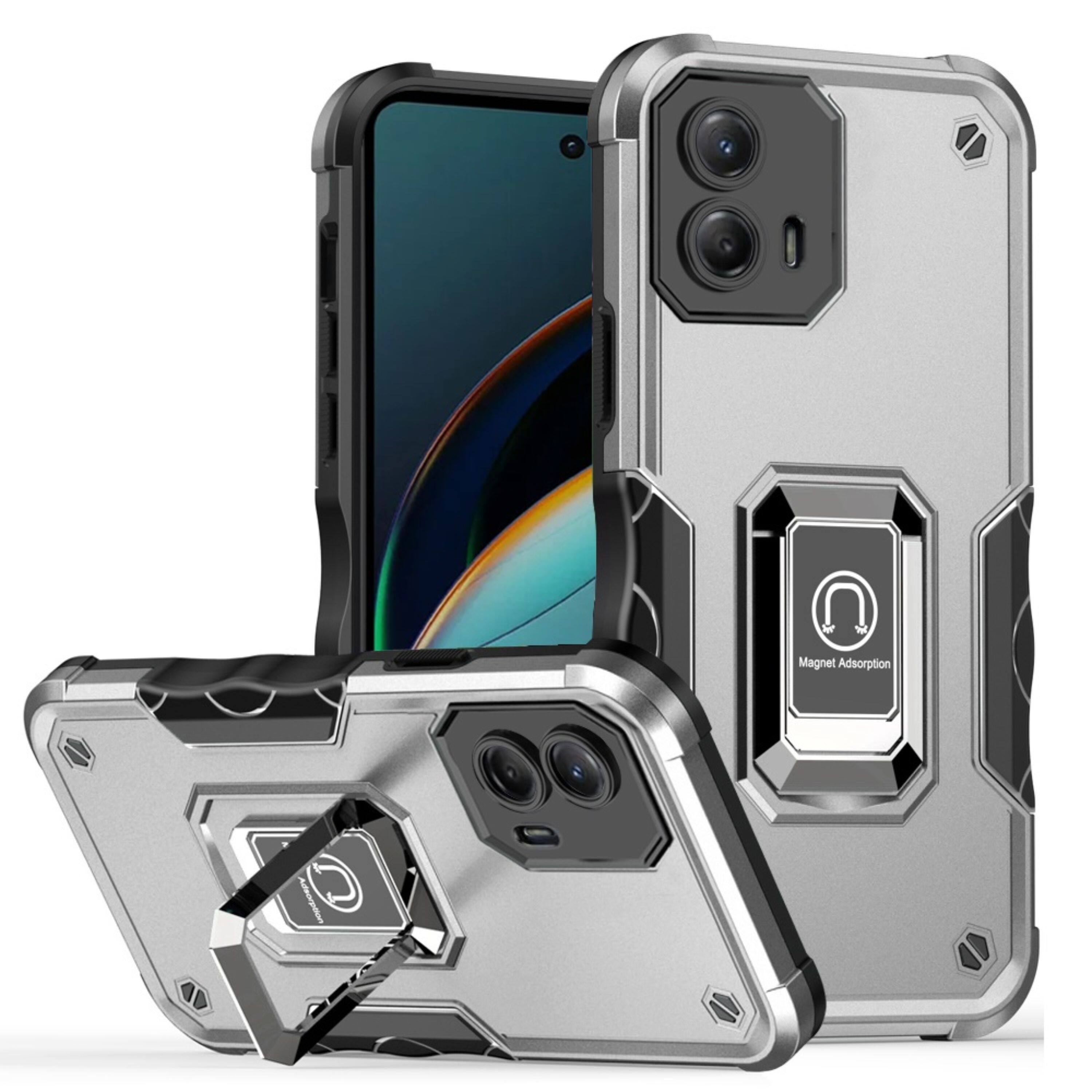 Kitcheniva - Grip Armor Magnetic Ring Stand Case With Tempered Glass For Moto G 5G 2024 - Silver price history on PriceWatchPro