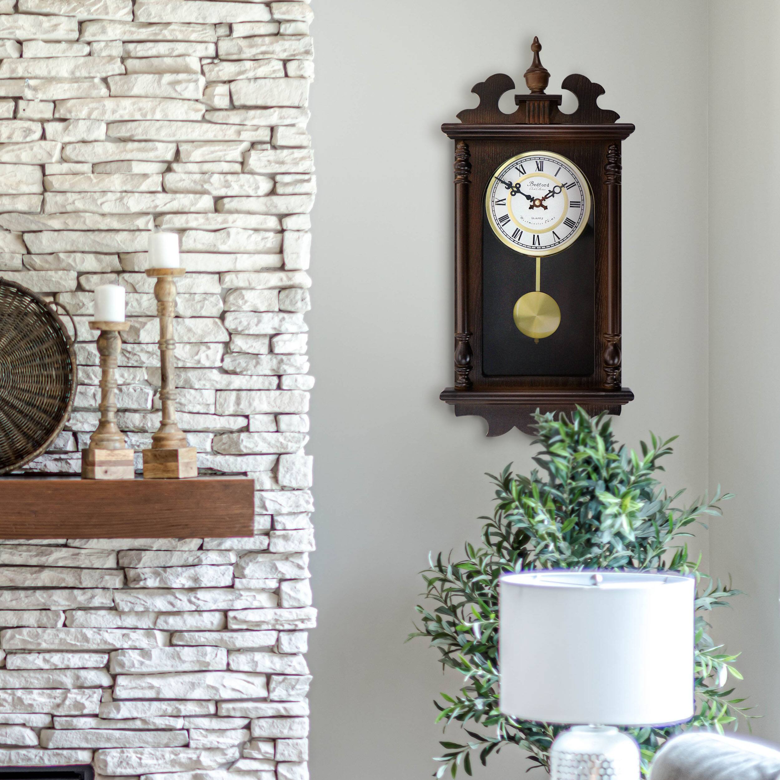 Alt View 7. Bedford Clock Collection - Bedford Clock Collection Leo 21 Inch Chestnut Wood Chiming Pendulum Wall Clock - Brown.