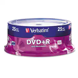 Verbatim - 95033 4.7 GB 16x Spindle DVD+R Recordable Disc - Silver (25/Pack) - true