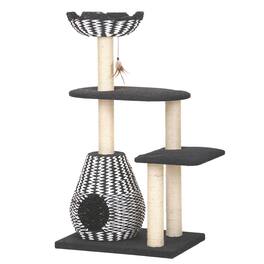 PetPals - 49-in Cat Tree With Recyclable Paper Rope Perch & Condo Lounger - Black
