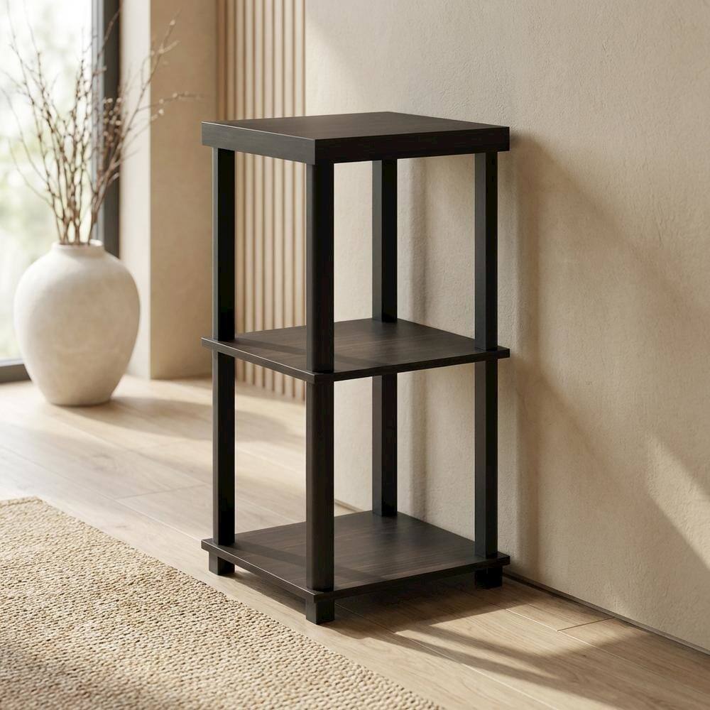 Angle. FurniFact - FurniFact End Side Table, Open Shelf, Quality Build - Espresso - Espresso/Black.