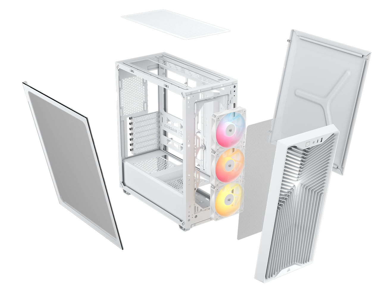 Alt View 6. CORSAIR - CORSAIR 3200D RS ARGB Mid-Tower Chassis, 3x RS120 ARGB Fans, DIY Features, White - White.