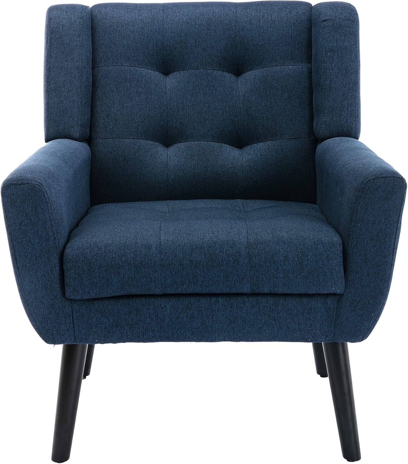Alt View 3. Trinkets Crazed - Midcentury Modern Accent Chair with Arms, Upholstered Fabric Reading Side Chair - blue.